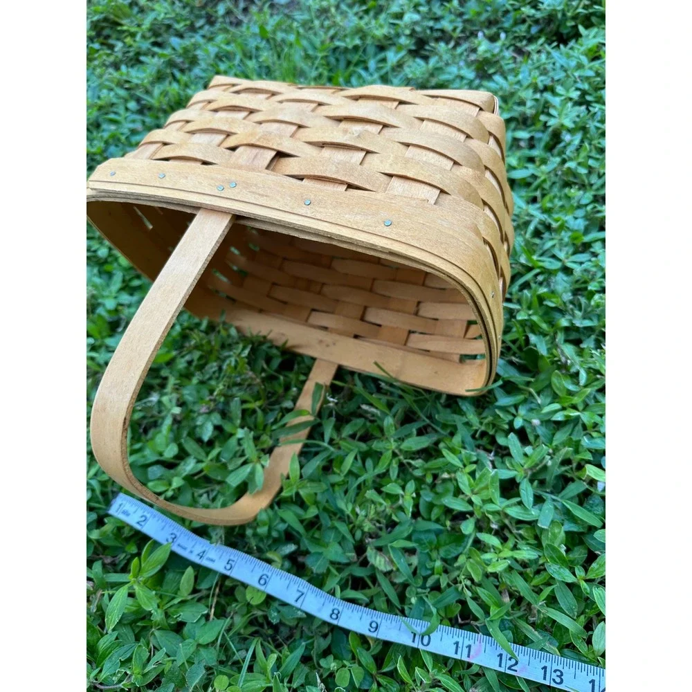 Longaberger 2002 Handwoven Rectangular Basket with Handle Dresden Ohio USA